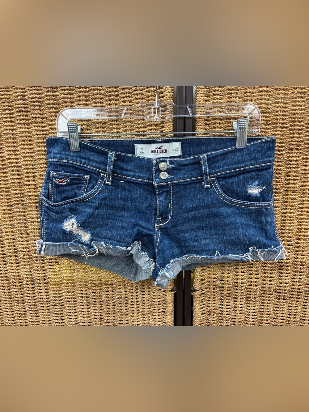 Hollister California Distressed Denim Short Shorts Size 7 W28 Y2K